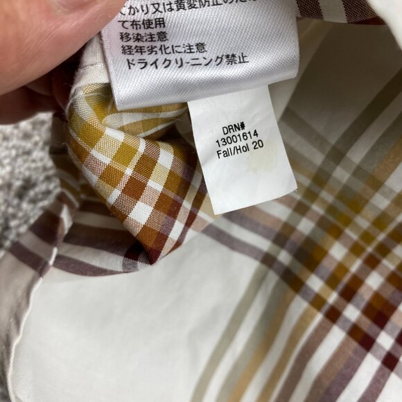 Eddie Bauer Plaid Shirt Men Medium M Brown Button Down Long Sleeve Polo Preppy - Picture 7 of 10